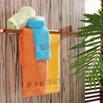 Solid towels with fancy border